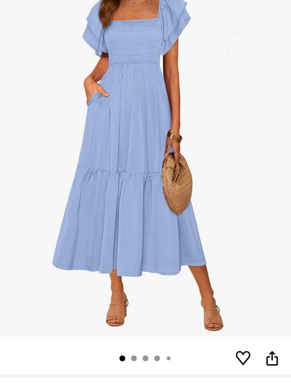 Smocked Bodice Maxi Skirt in Light Blue